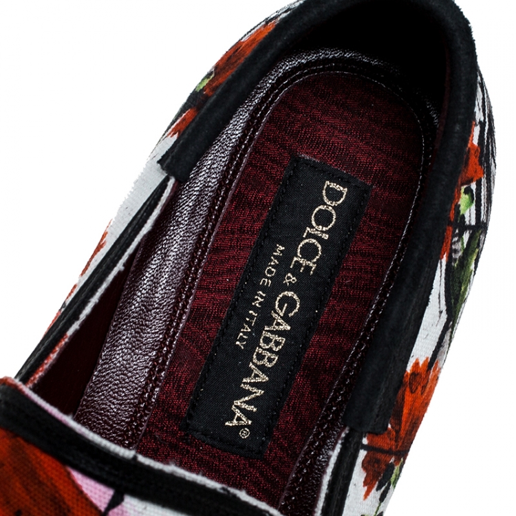 Pre Owned Dolce and Gabbana Multicolor Printed Canvas Amalfi Smoking Slippers Size 40