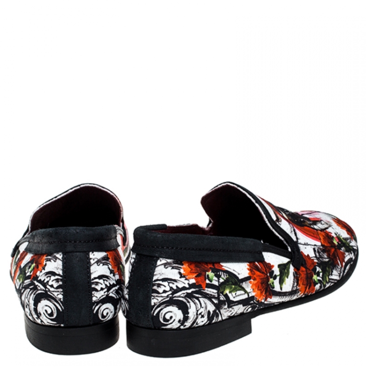 Pre Owned Dolce and Gabbana Multicolor Printed Canvas Amalfi Smoking Slippers Size 40