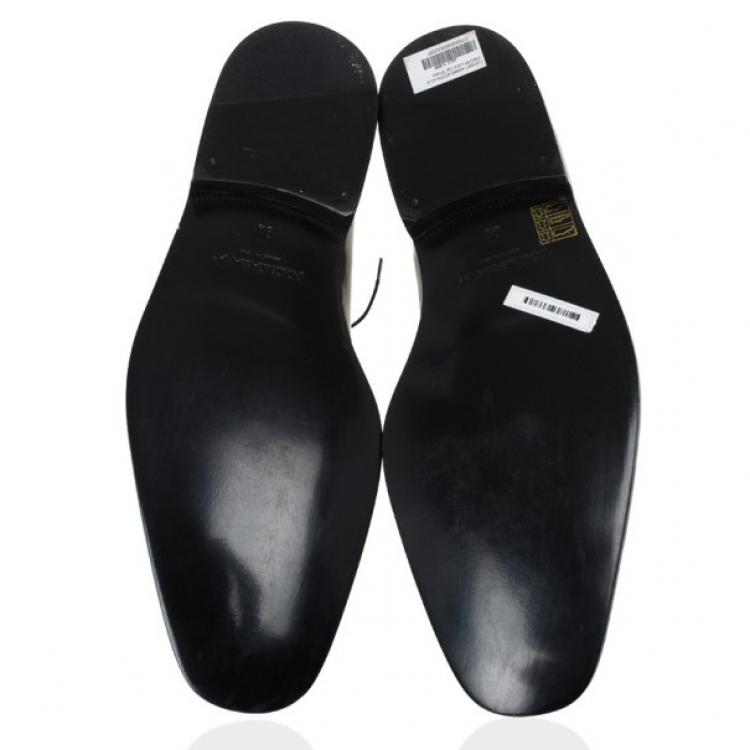 Pre Owned Dolce and Gabbana Grey Patent Lace Up Oxfords Size 42.5