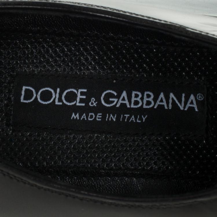 Pre Owned Dolce and Gabbana Grey Patent Lace Up Oxfords Size 42.5