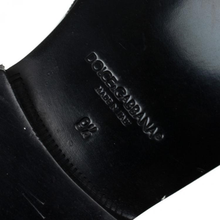 Pre Owned Dolce and Gabbana Grey Patent Lace Up Oxfords Size 42.5