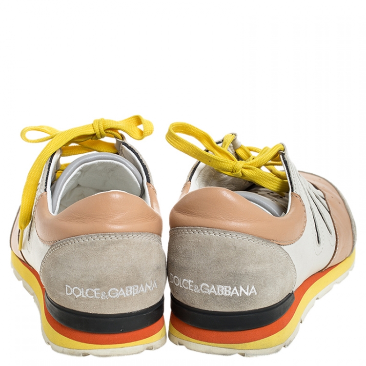 Pre Owned Dolce & Gabbana Multicolor Suede Leather Parkour Low Top Sneakers Size 42