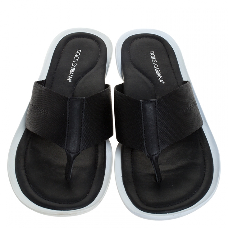 Pre Owned Dolce & Gabbana Nylon Fabric Thong Flats Size 44