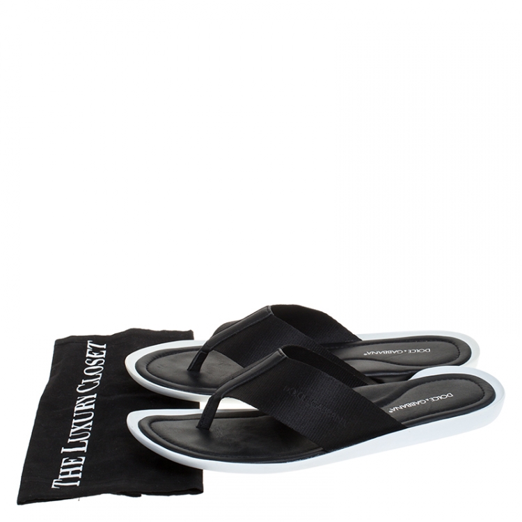 Pre Owned Dolce & Gabbana Nylon Fabric Thong Flats Size 44