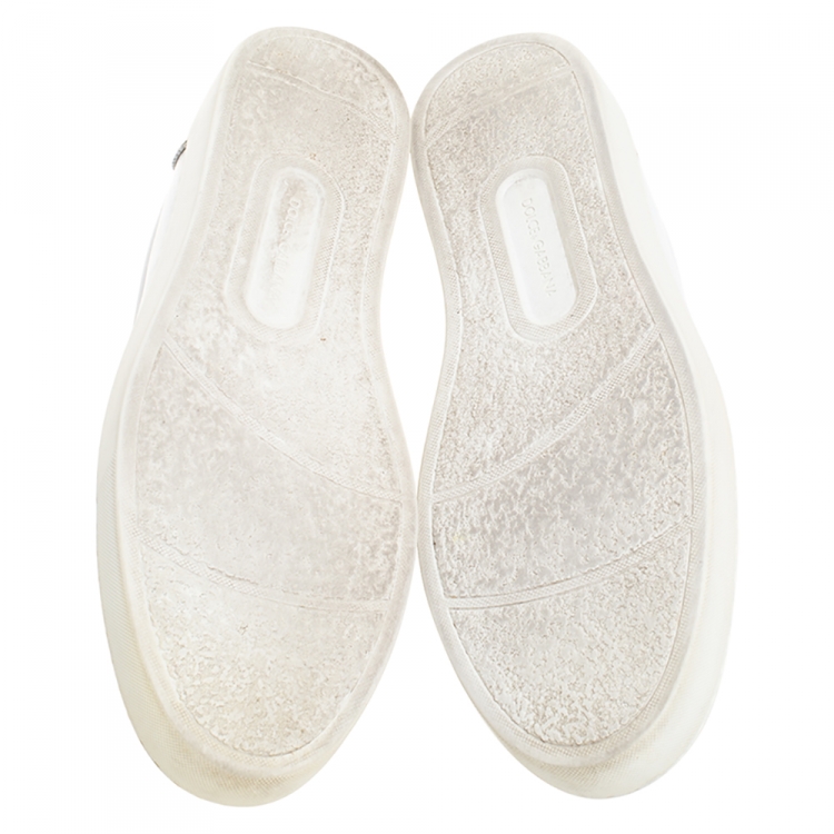 Pre Owned Dolce and Gabbana White Leather Low Top Sneakers Size 43