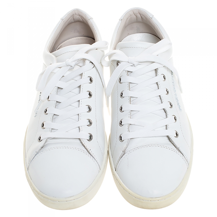 Pre Owned Dolce and Gabbana White Leather Low Top Sneakers Size 43