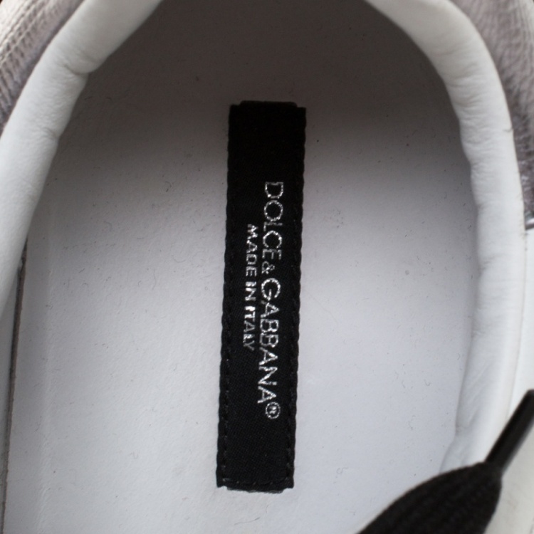 مملوكة مسبقًا Dolce and Gabbana White/Black Leather Portofino Low Top Sneakers Size 42