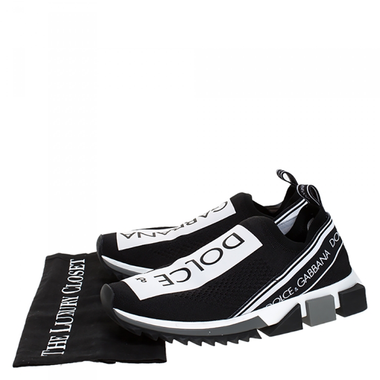 Pre Owned Dolce & Gabbana Black Stretch Fabric Sorrento Slip On Sneakers Size 40.5