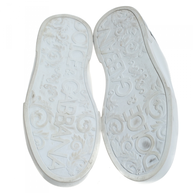 Pre Owned Dolce & Gabbana White/Black Leather Portofino Low Top Sneakers Size 43