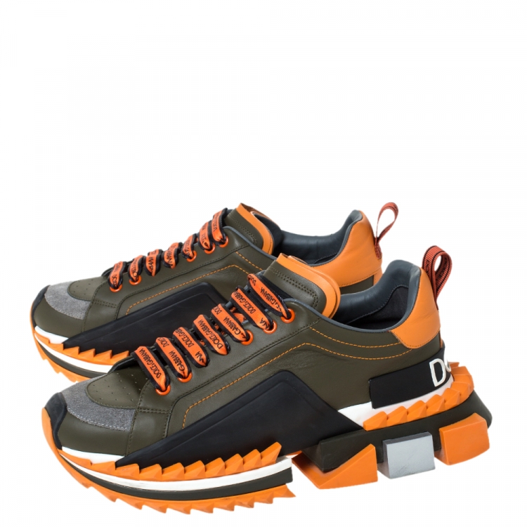 مملوكة مسبقًا Dolce & Gabbana Multicolor Leather And Rubber Super King Lace Up Sneakers Size 42