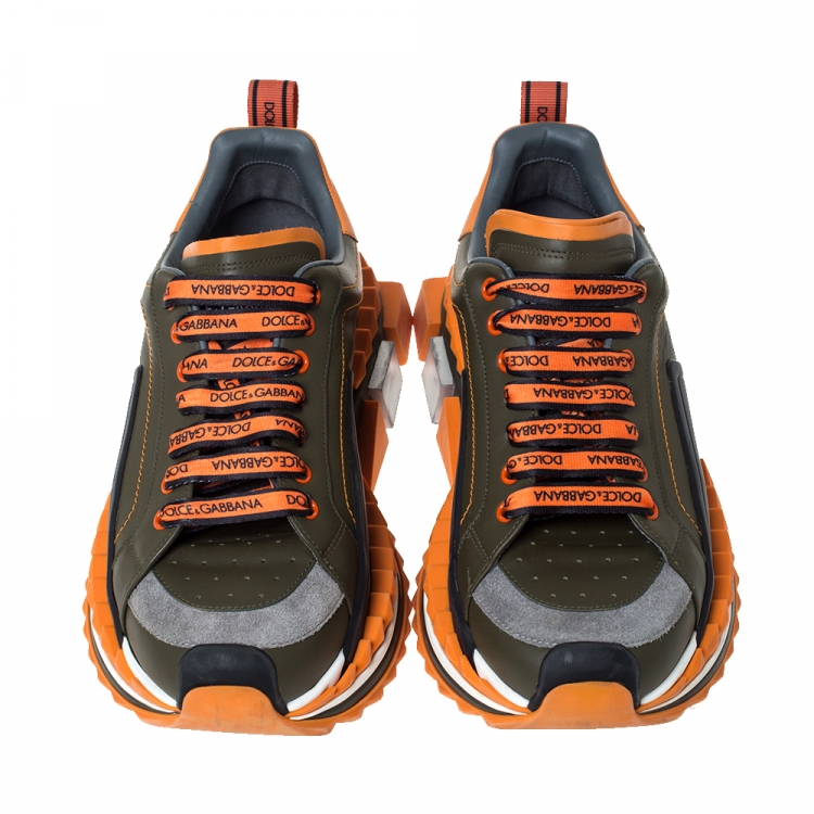 مملوكة مسبقًا Dolce & Gabbana Multicolor Leather And Rubber Super King Lace Up Sneakers Size 42