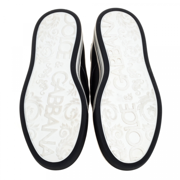 Pre Owned Dolce & Gabbana Black Leather Family Slip On Sneakers Size 40