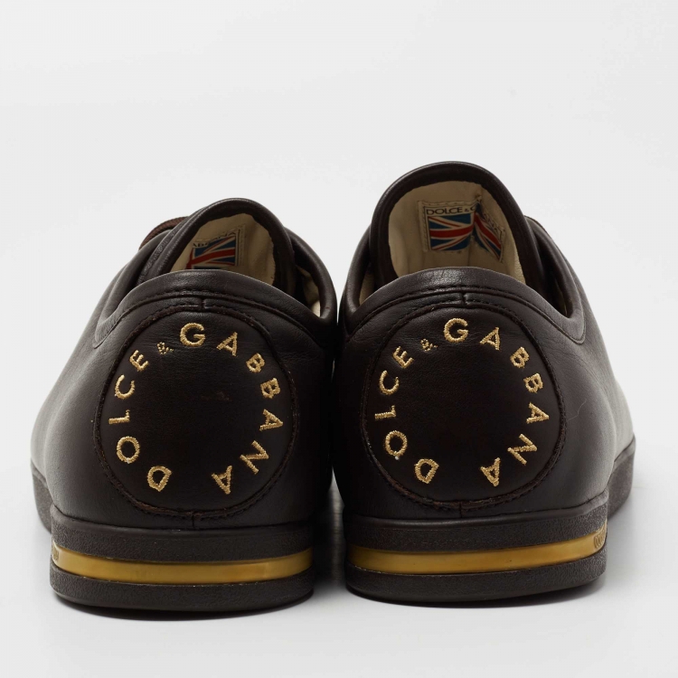 Pre Owned Dolce & Gabbana Dark Brown Leather Lace Up  Sneakers Size 44 