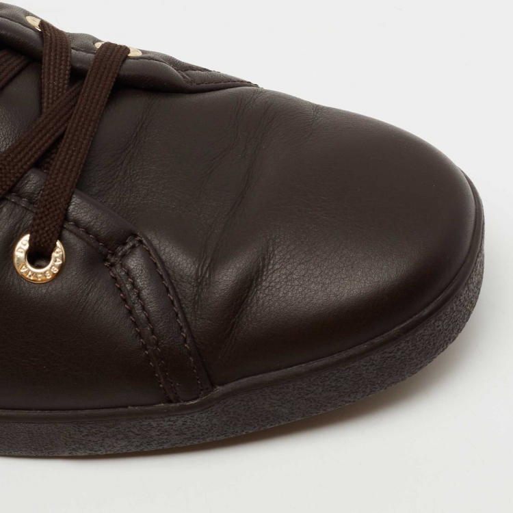 Pre Owned Dolce & Gabbana Dark Brown Leather Lace Up  Sneakers Size 44 