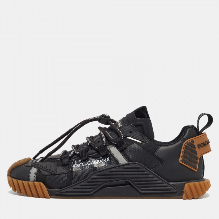 Pre Owned Dolce & Gabbana Black Leather and Rubber NS1 Sneakers Size 43