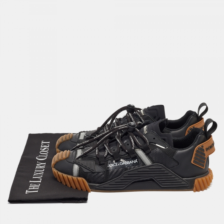 Pre Owned Dolce & Gabbana Black Leather and Rubber NS1 Sneakers Size 43