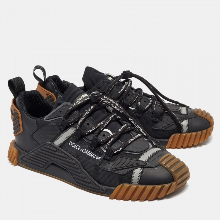Pre Owned Dolce & Gabbana Black Leather and Rubber NS1 Sneakers Size 43