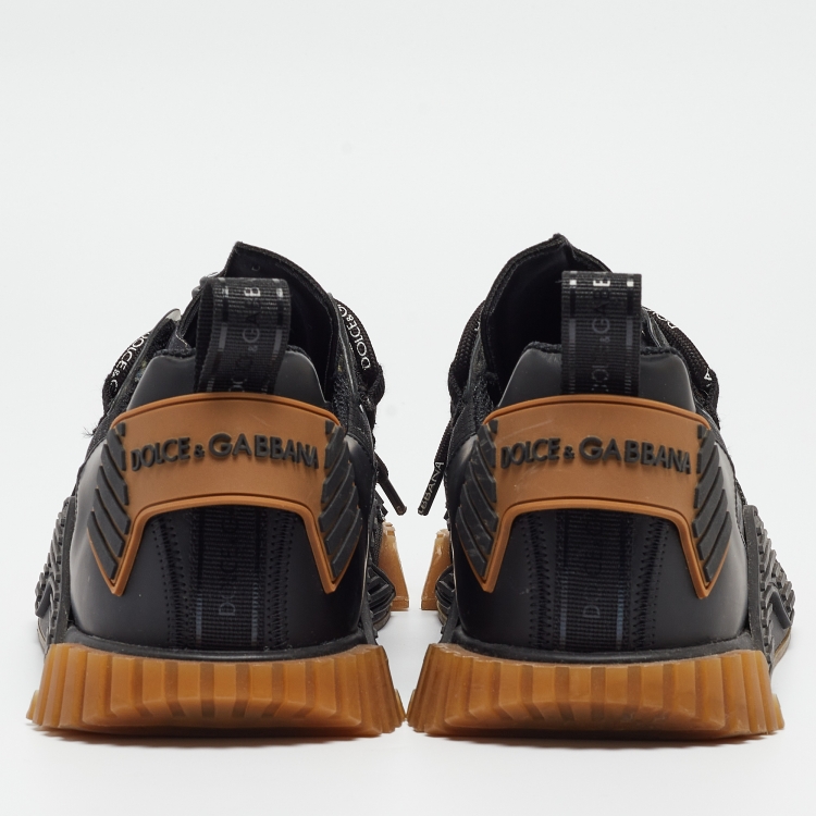 Pre Owned Dolce & Gabbana Black Leather and Rubber NS1 Sneakers Size 43