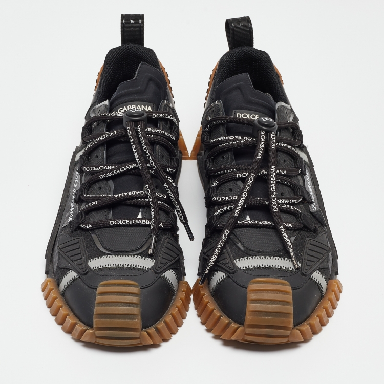 Pre Owned Dolce & Gabbana Black Leather and Rubber NS1 Sneakers Size 43