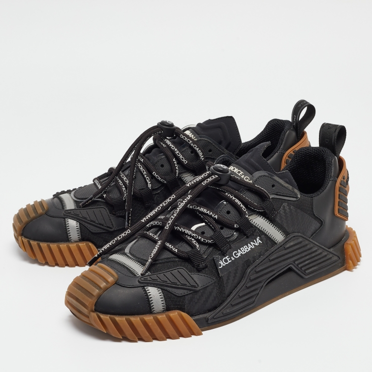 Pre Owned Dolce & Gabbana Black Leather and Rubber NS1 Sneakers Size 43