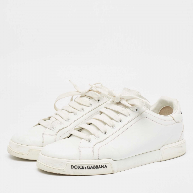 Pre Owned Dolce & Gabbana White Leather Low Top Sneakers Size 43