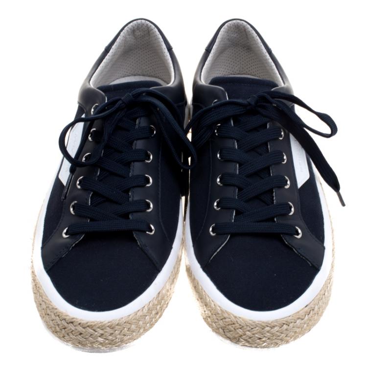 Pre Owned Dolce And Gabbana Blue Canvas Riga Espadrille Lace Up Sneakers Size 43