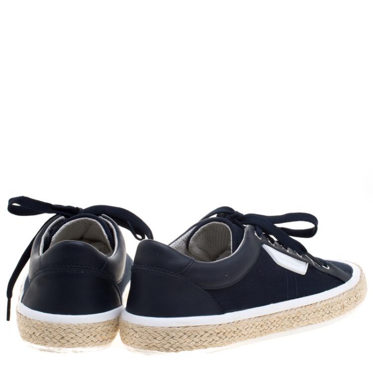 Pre Owned Dolce And Gabbana Blue Canvas Riga Espadrille Lace Up Sneakers Size 43