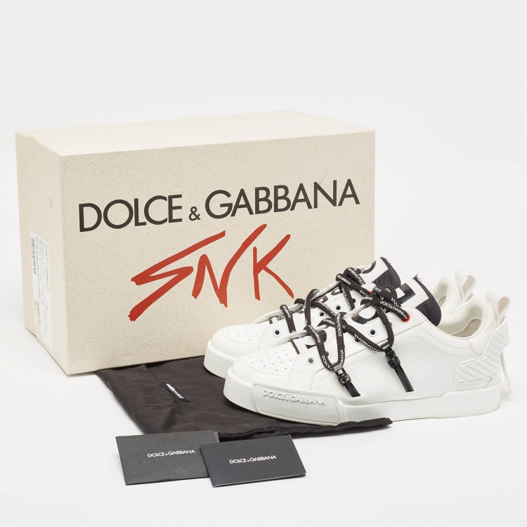 Pre Owned Dolce & Gabbana White Leather Portofino Sneakers Size 42