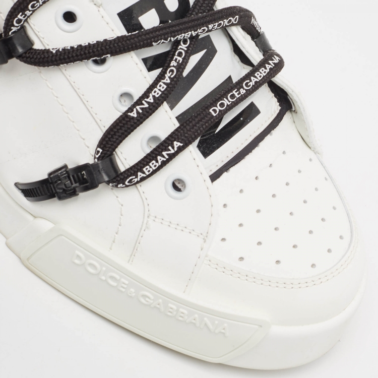 Pre Owned Dolce & Gabbana White Leather Portofino Sneakers Size 42