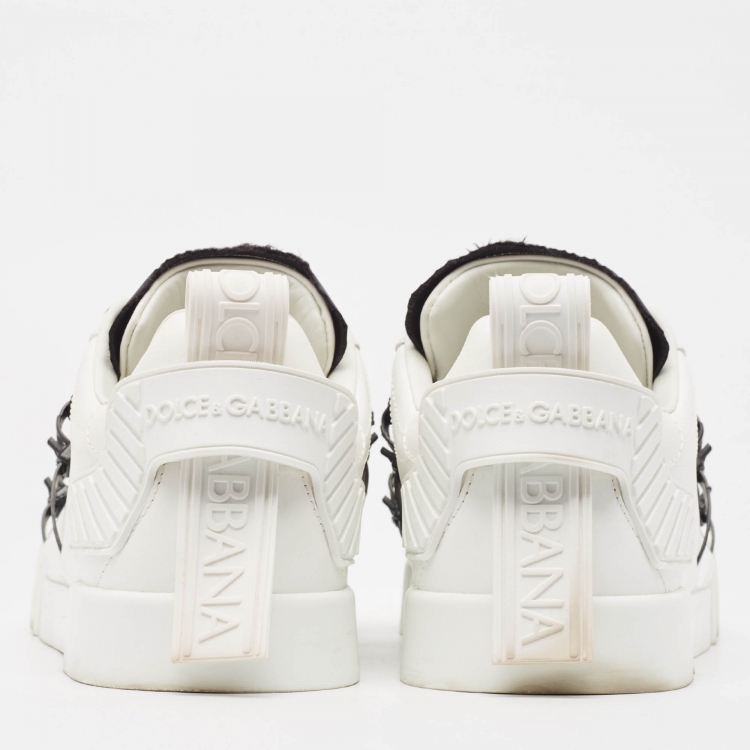 Pre Owned Dolce & Gabbana White Leather Portofino Sneakers Size 42
