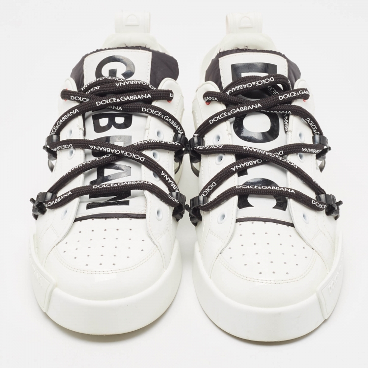 Pre Owned Dolce & Gabbana White Leather Portofino Sneakers Size 42