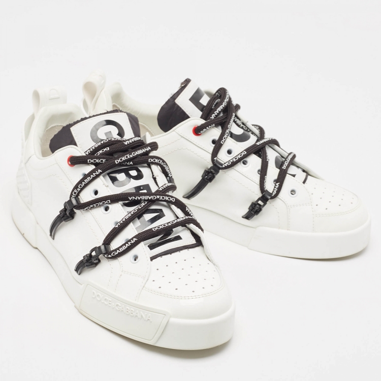 Pre Owned Dolce & Gabbana White Leather Portofino Sneakers Size 42