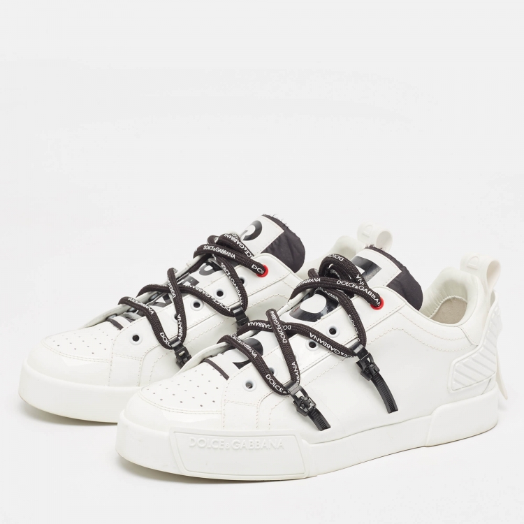 Pre Owned Dolce & Gabbana White Leather Portofino Sneakers Size 42