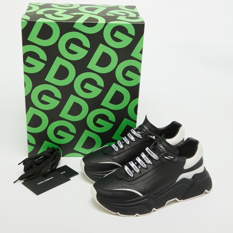 Pre Owned Dolce & Gabbana Black/White Leather Daymaster Low Top Sneakers Size 40
