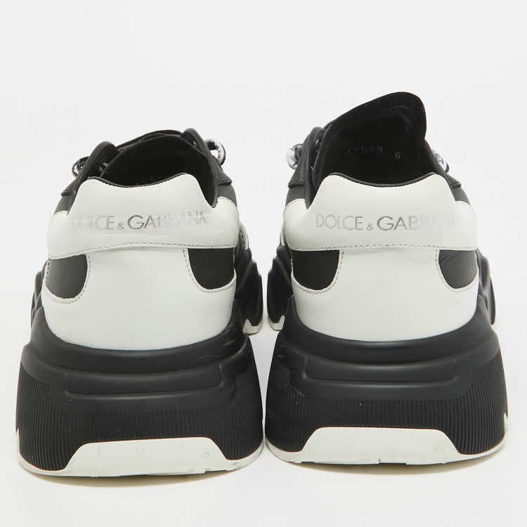 Pre Owned Dolce & Gabbana Black/White Leather Daymaster Low Top Sneakers Size 40