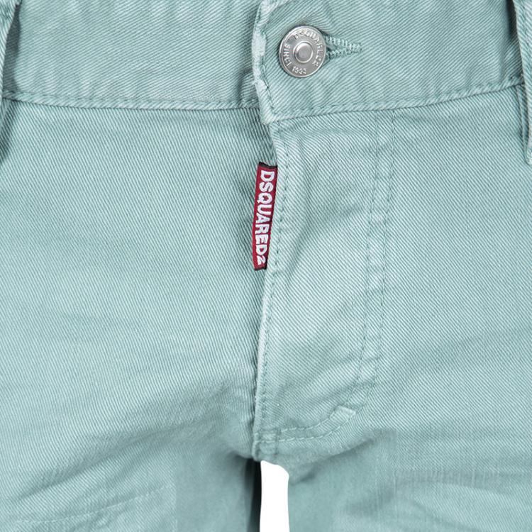 Pre Owned Dsquared2 Pastel Green Distressed Denim Slim Fit Jeans L
