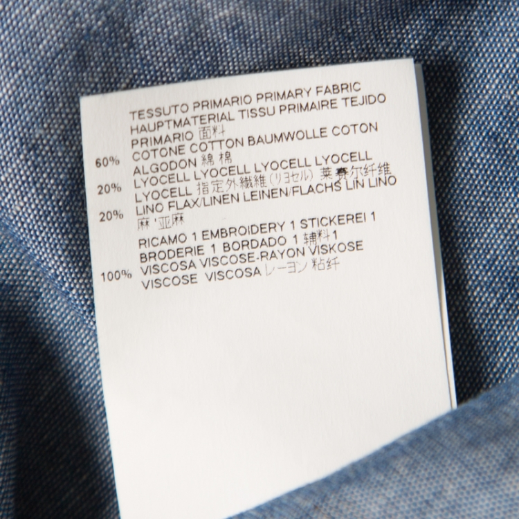 Pre Owned Dsquared2 Indigo Chambray Embroidered Rose Detail Slim Fit Shirt  L