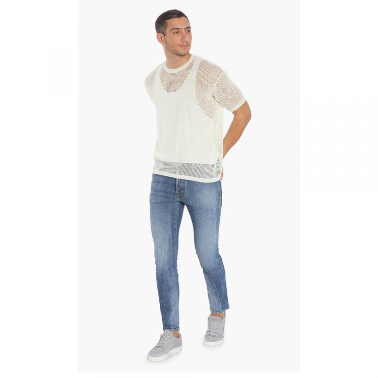 Pre Owned Dsquared2 White Plain Lightweight Sweater XS