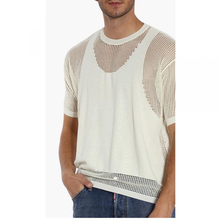 Pre Owned Dsquared2 White Plain Lightweight Sweater XS