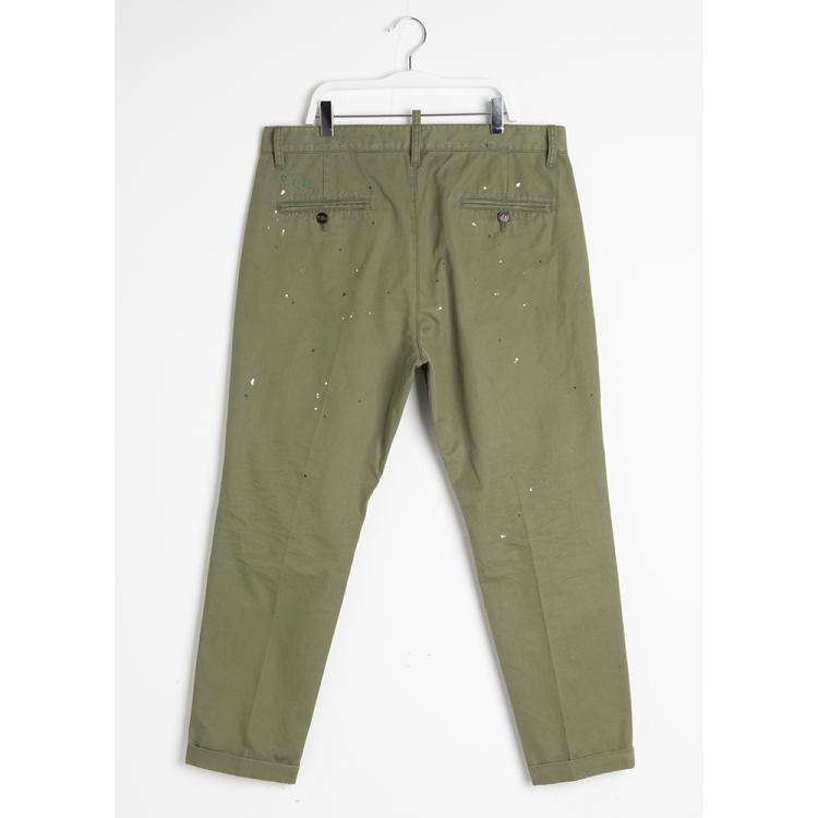 Pre Owned Dsquared2 Green Patched Chino Pants XXL (54)