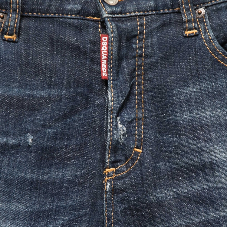 Pre Owned Dsquared2 Blue Distressed Denim Skinny Dan Jeans S Waist 32"