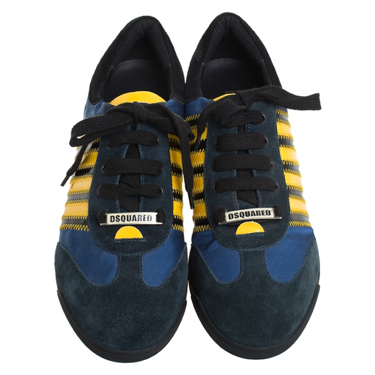 Pre Owned Dsquared2 Multicolor Suede, Nylon And Leather New Runner Low Top Sneakers Size 41.5