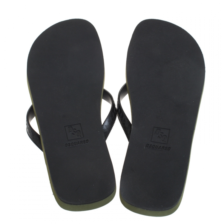 Pre Owned Dsquared2 Black Rubber Thong Logo Embossed Flip Flop Sandals Size 42