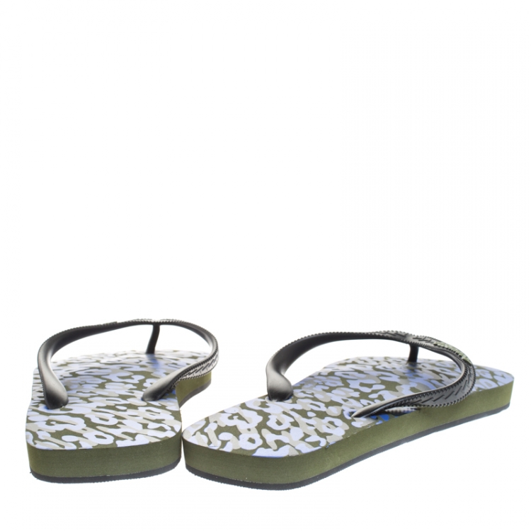 Pre Owned Dsquared2 Black Rubber Thong Logo Embossed Flip Flop Sandals Size 42