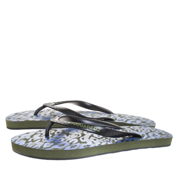 Pre Owned Dsquared2 Black Rubber Thong Logo Embossed Flip Flop Sandals Size 42