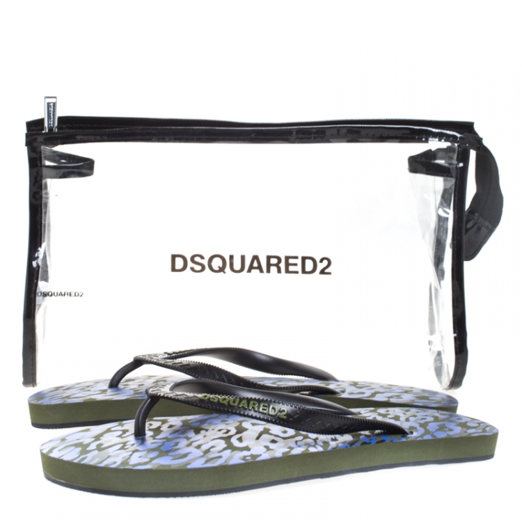 Pre Owned Dsquared2 Black Rubber Thong Logo Embossed Flip Flop Sandals Size 42