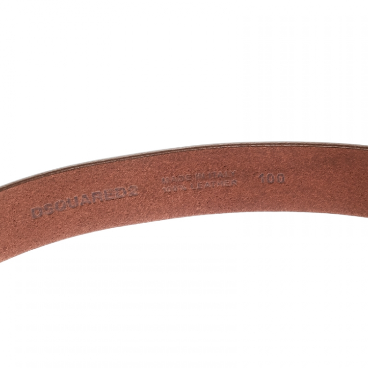 Pre Owned Dsquared2 Brown Leather Belt Size 100 CM