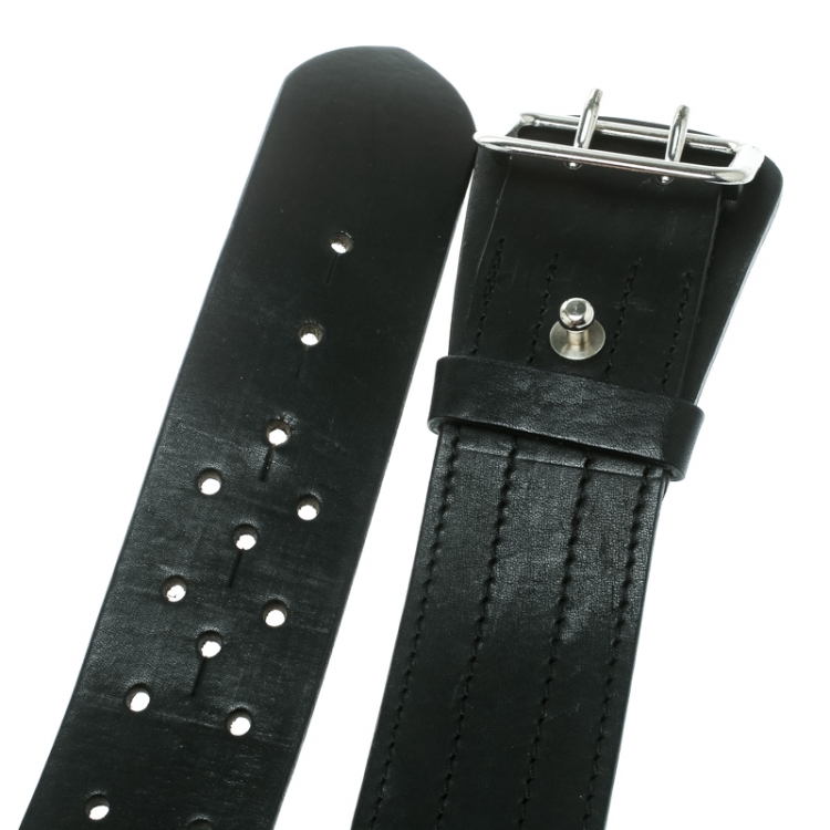 Pre Owned DSquared2 Black Leather Buckle Belt Size 100 CM