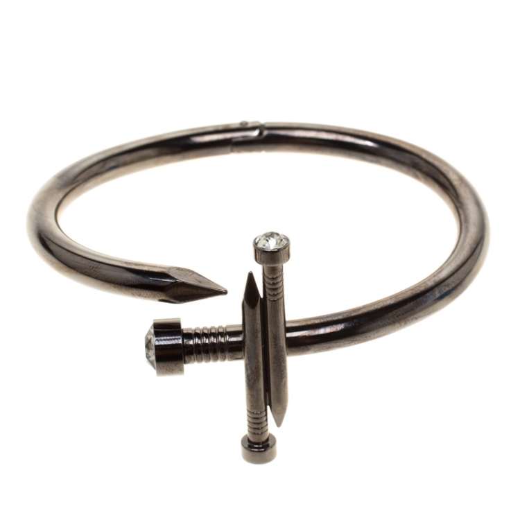 Pre Owned  Dsquared2 Black Tone Crystal Encrusted Nail Crucifix Bracelet