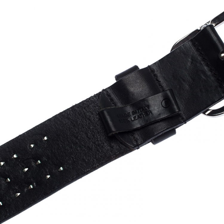 Pre Owned Dsquared2 Black Leather Studded Belt 105CM